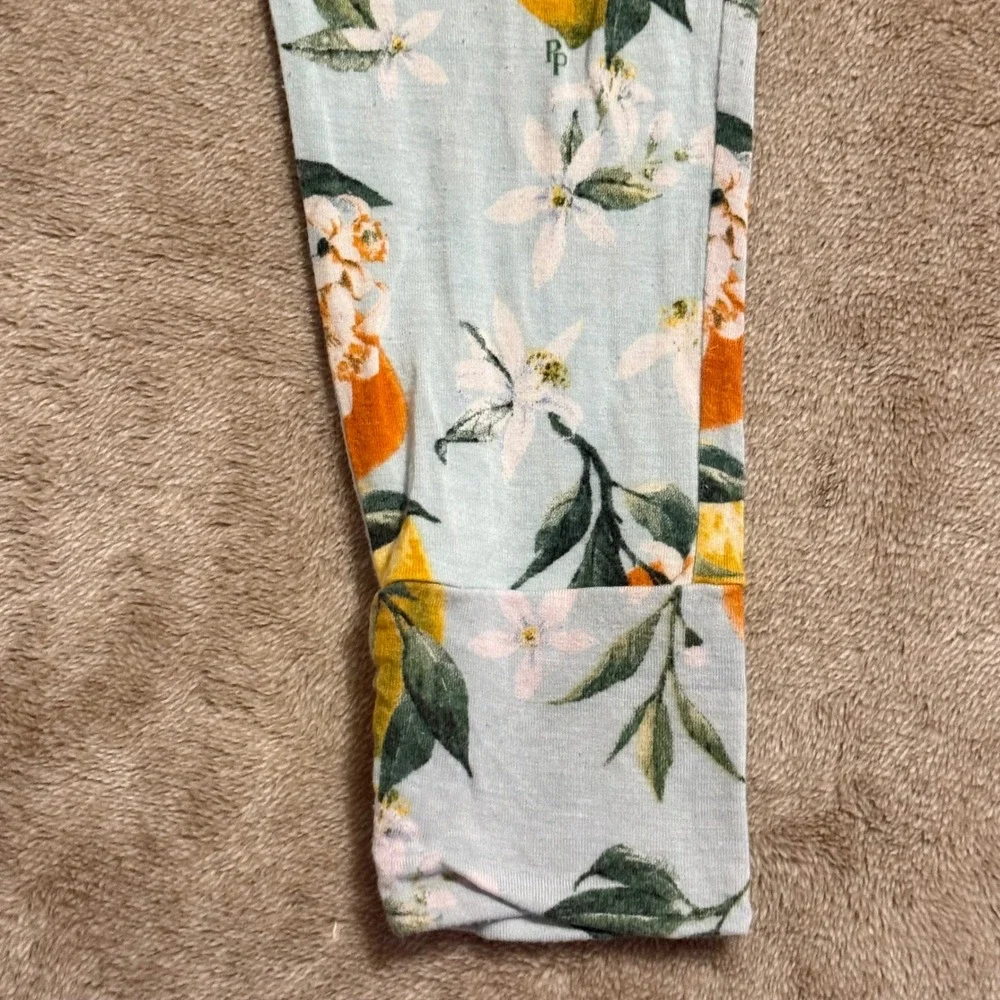 Posh Peanut Clementine Bamboo Viscose Pajama Set Kids 4T Blue Orange Lemon 2pc